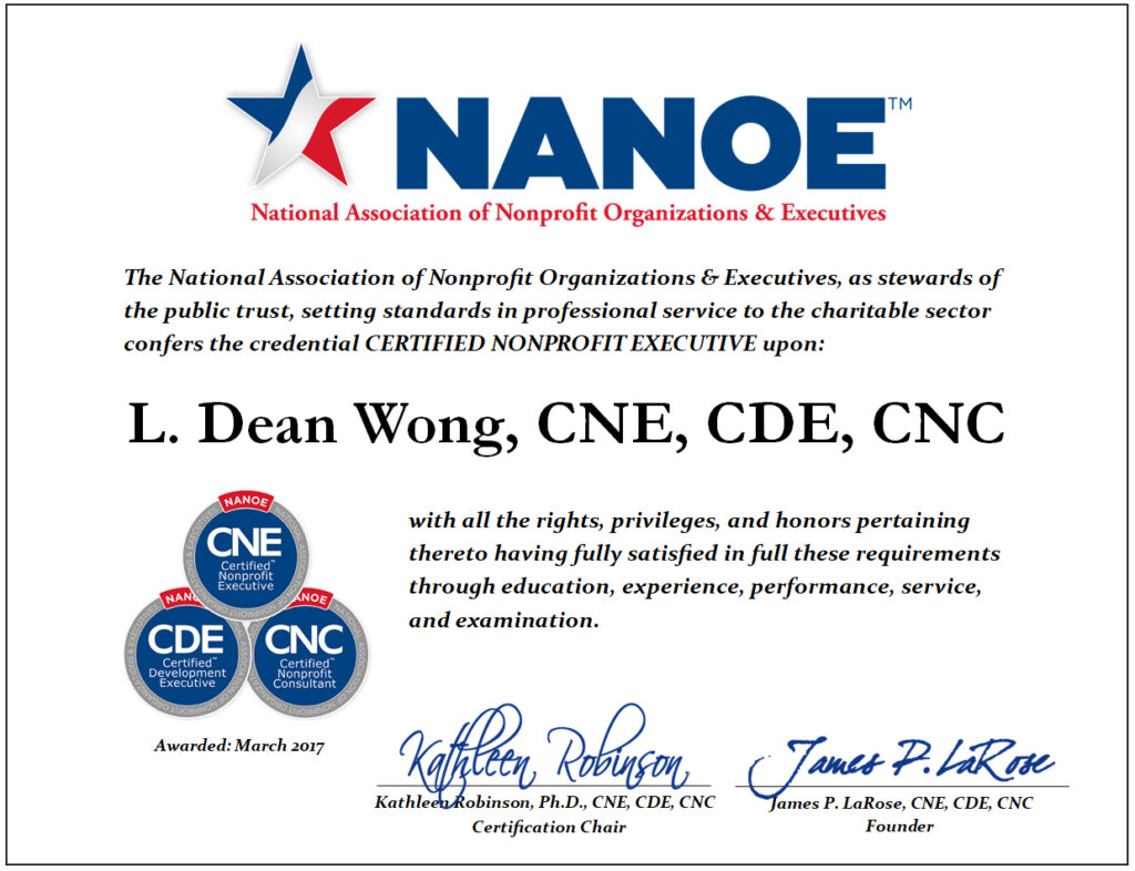 Dean Wong Imua Family Services NANOE Credentialing Membership